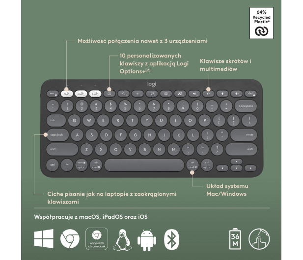 LOGITECH K380s Pebble Keys 2 grafit - 1172750 - zdjęcie 10
